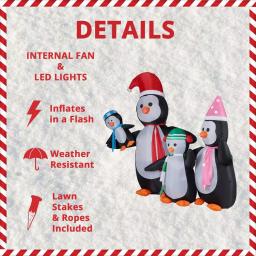 Fraser Hill Farm 10 ft. Penguin Family Christmas Inflatable with White Lights thumbnail 4