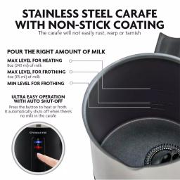 Ovente FR1208 3-in-1 Electric Milk Frother & Heater, Black Stainless Steel, 8.1 oz thumbnail 3
