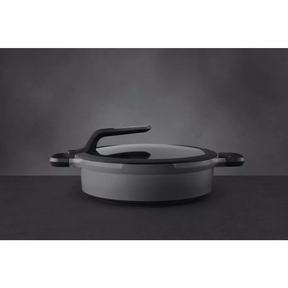BergHOFF GEM Stay Cool 4.9 qt. Cast Aluminum Nonstick Saute Pan with Glass Lid, Gray