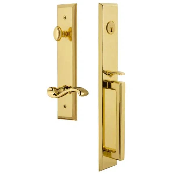Grandeur Fifth Avenue Lifetime Brass 1-Piece Handleset with D Grip and Portofino Lever