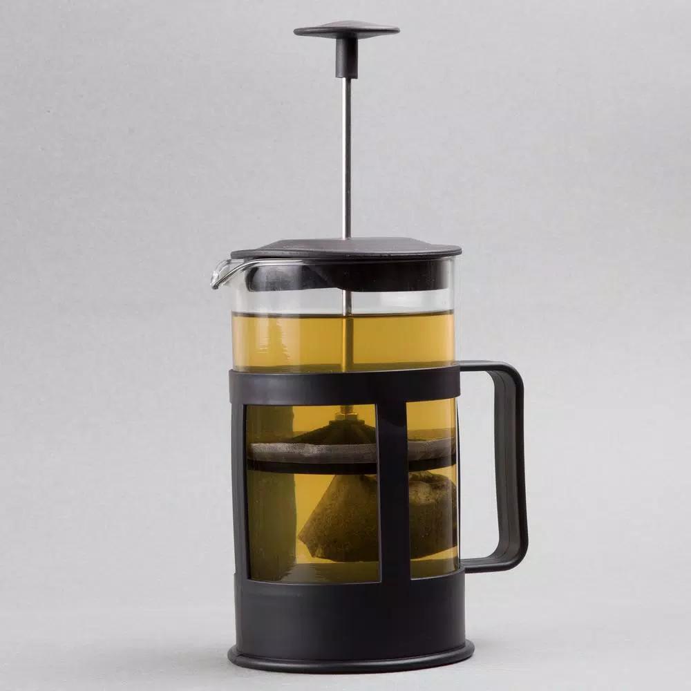 Creative Home 1000ml Glass French Press Coffee Maker and Tea Steeper, 4-Cup Stainless Steel Filter, Black