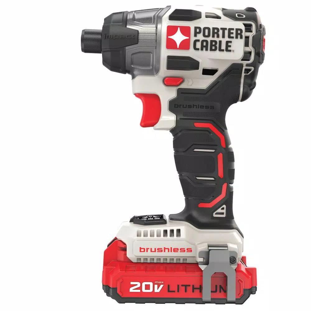 Porter-Cable 20V MAX Brushless Cordless 1/4 in. Impact Driver Kit with 2 1.5 Ah Batteries and Charger