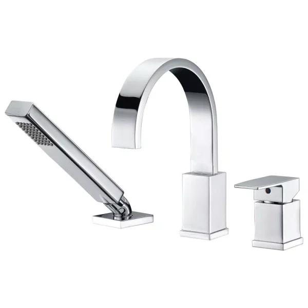 ANZZI Nite Series Single-Handle Deck-Mount Roman Tub Faucet with Handheld Sprayer, Polished Chrome