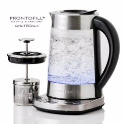 Ovente 1.7L Variable Temperature Glass Electric Kettle with ProntoFill Technology, Silver thumbnail 2