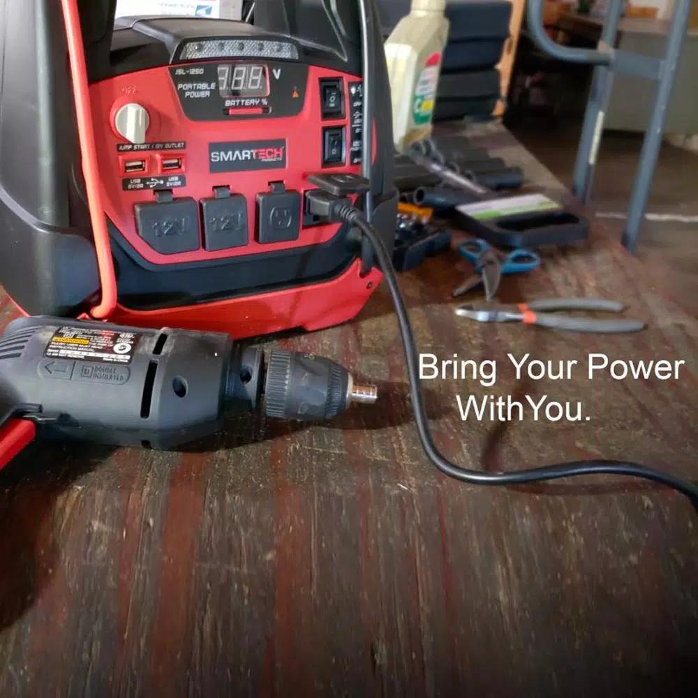 Smartech Products Smartech JSL-1250 Portable Power Station with 1250 Amp Jump Starter and 150 PSI Air Compressor