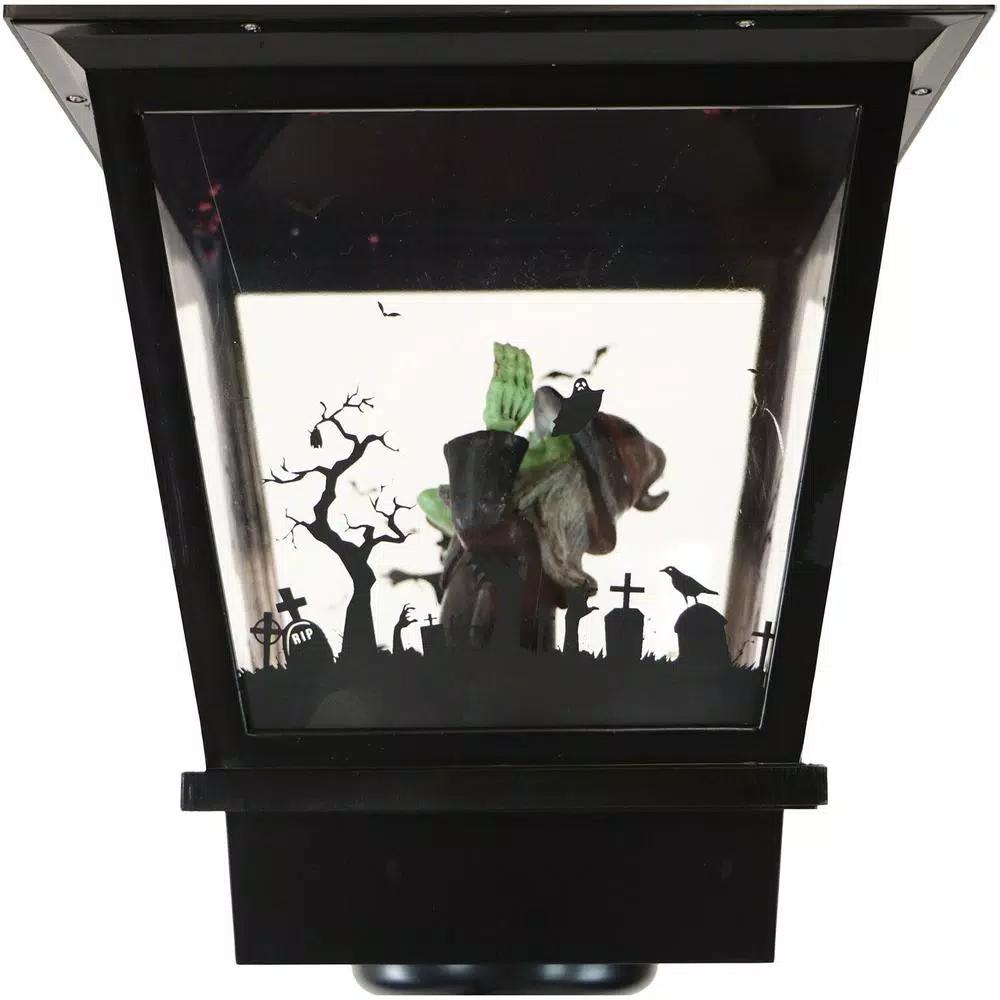 Haunted Hill Farm 71 in. Black Wicked Witch Animated Lamp Post with Spooky Music