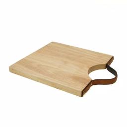 Casa Bellante Superior Trading Co. 10 x 12 in. Acacia Wood Cutting Board with Leather Handle thumbnail 1