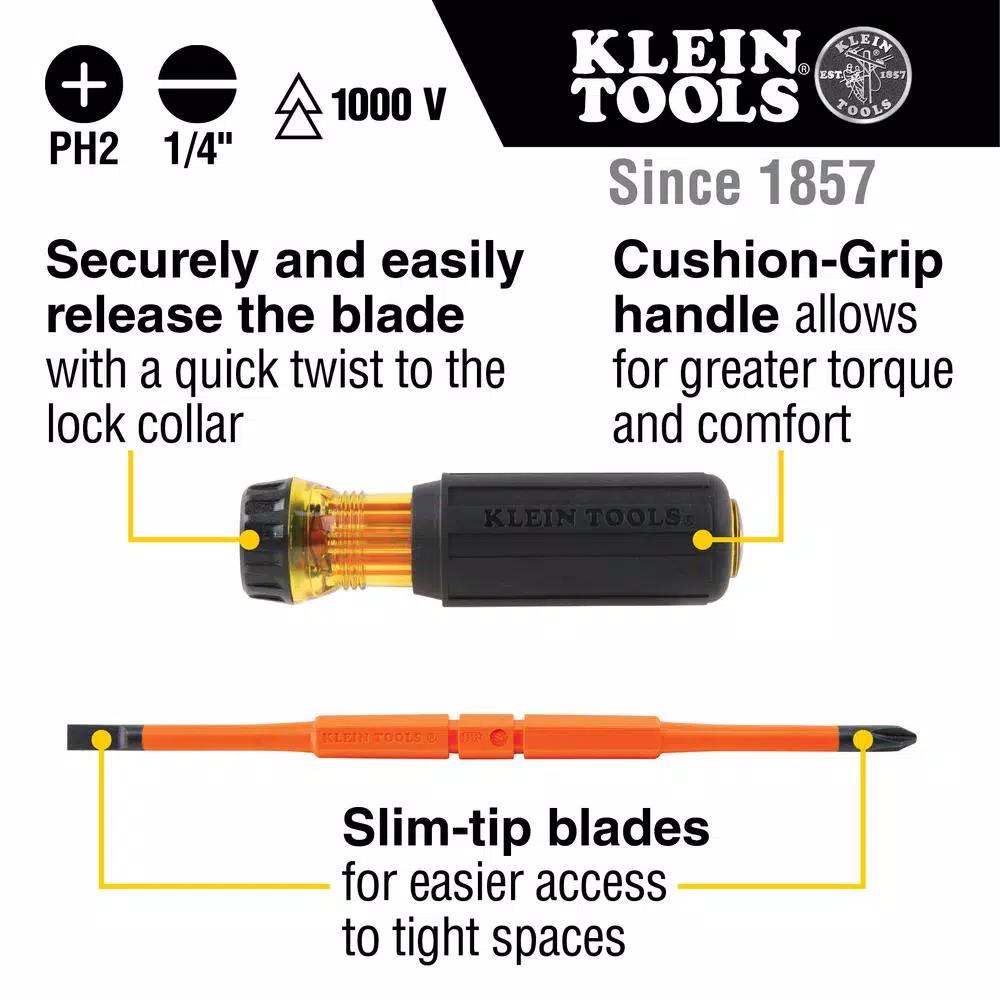 Klein Tools 3-Piece Insulated Electrical Tool Set with Multi-Bit Screwdriver, Wire Strippers and Receptacle Tester
