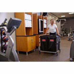 Rubbermaid Commercial Products Executive 8-Bushel Collapsible Multi-Stream X-Cart with Stainless Steel Frame thumbnail 2