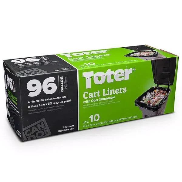 Toter 96 Gallon Trash Can Liners, 1.1 Mil Thick, 80 Count Case