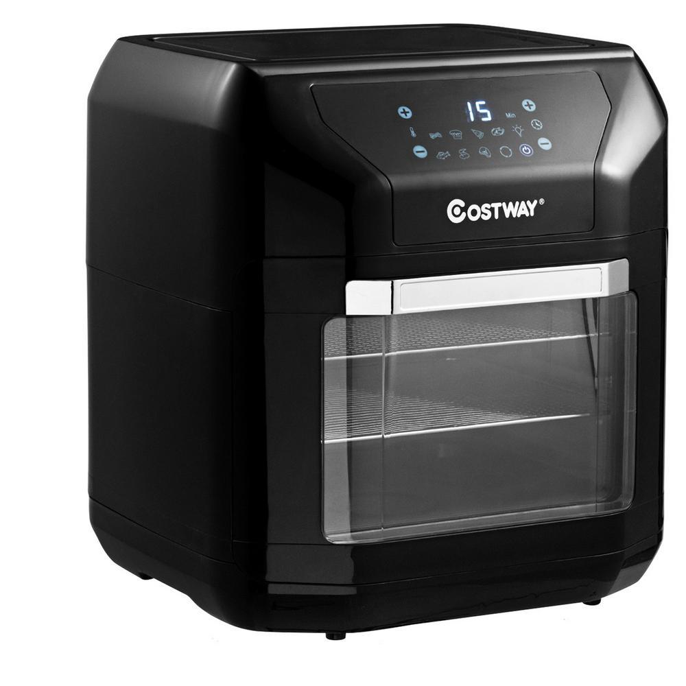 Costway 10.6 Qt. Black Air Fryer Oven with Rotisserie, 1700W Digital Air Fryer with 7 Presets