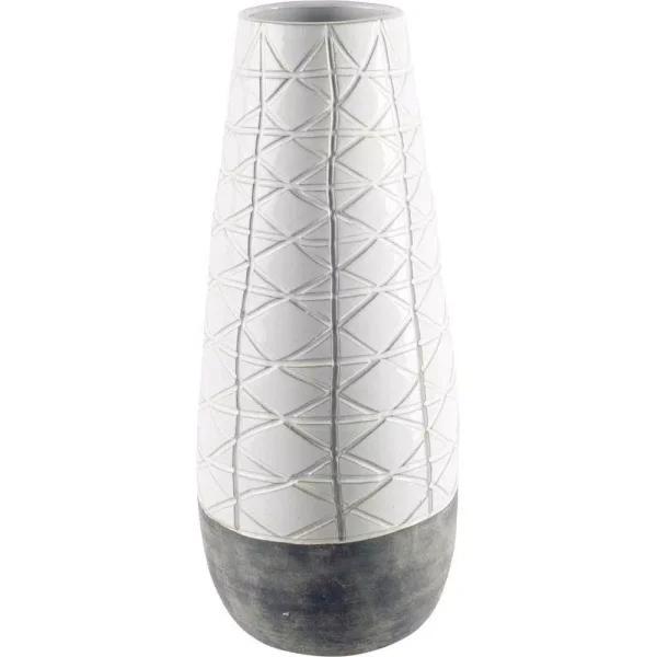 Mercana Harrier II Large White Geometric Ceramic Table Vase
