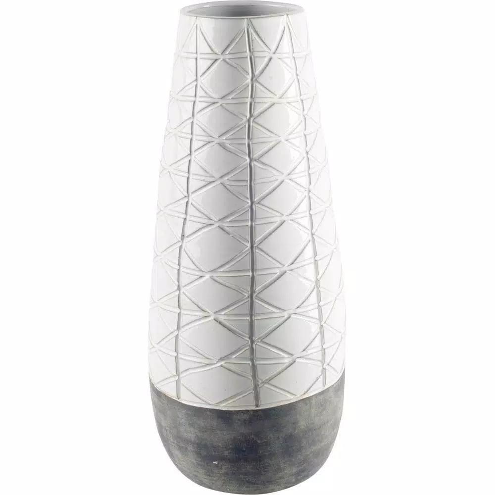 Mercana Harrier II Large White Geometric Ceramic Table Vase