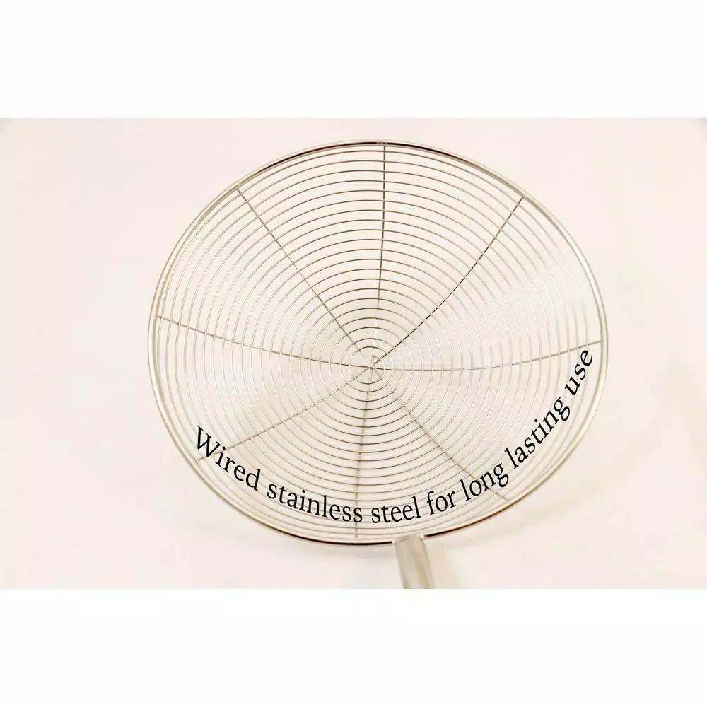 ExcelSteel 6.25 in. Stainless Steel Wire Strainer with Ceramic Rose Handle and Hanging Hook