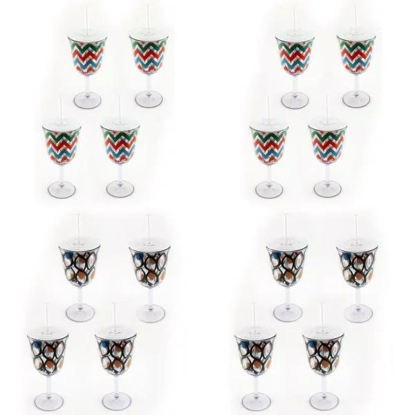 BergHOFF CookNCo 13 oz. Acrylic Wine Glasses, 16-Piece Assorted Pattern Set