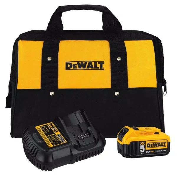 DEWALT 20V MAX 5.0Ah Battery Pack with Charger and Kit Bag