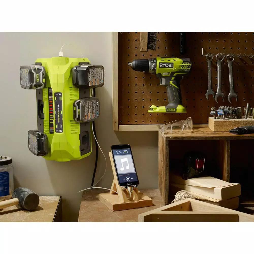 RYOBI 18V ONE+ 6-Port IntelliPort Supercharger Kit with 1.5 Ah and 4.0 Ah Batteries