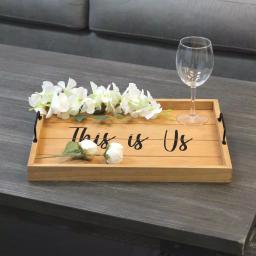 Elegant Designs Natural Wood Decorative Serving Tray with Black Metal Handles -  thumbnail 6