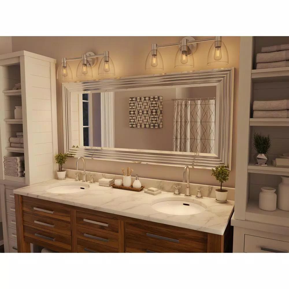 Kenroy Home Lyonesse 66 in. Oversized Chrome Composite Beveled Glass Floor Leaner Mirror with Hooks