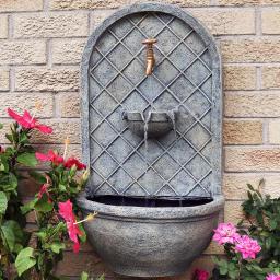 Sunnydaze Decor Messina Resin French Limestone Solar Outdoor Wall Fountain thumbnail 8