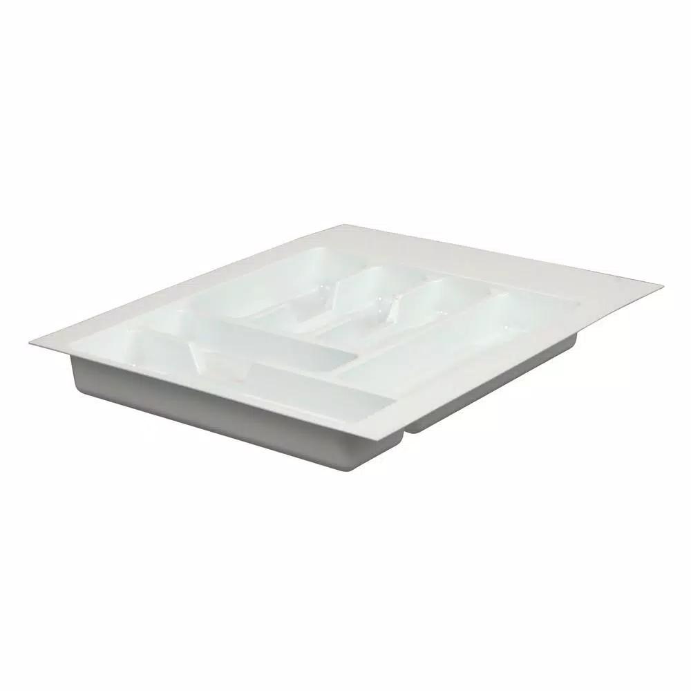 Real Solutions for Real Life Real Solutions by Knape and Vogt 18 in. Plastic Tableware Drawer Organizer, White