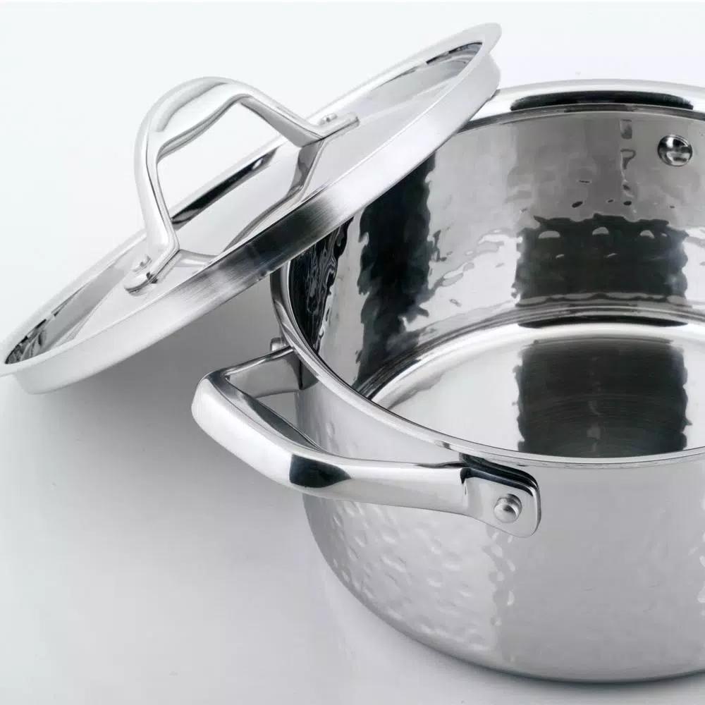 1829 Carl Schmidt Sohn STERN 2.6 qt. Hammered Stainless Steel Stock Pot with Lid