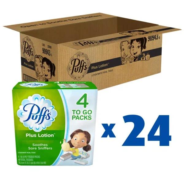 Puffs Plus Lotion 2-Ply Facial Tissue, 10-Count Box (4-Pack, 24 Case)