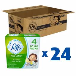 Puffs Plus Lotion 2-Ply Facial Tissue, 10-Count Box (4-Pack, 24 Case) thumbnail 1