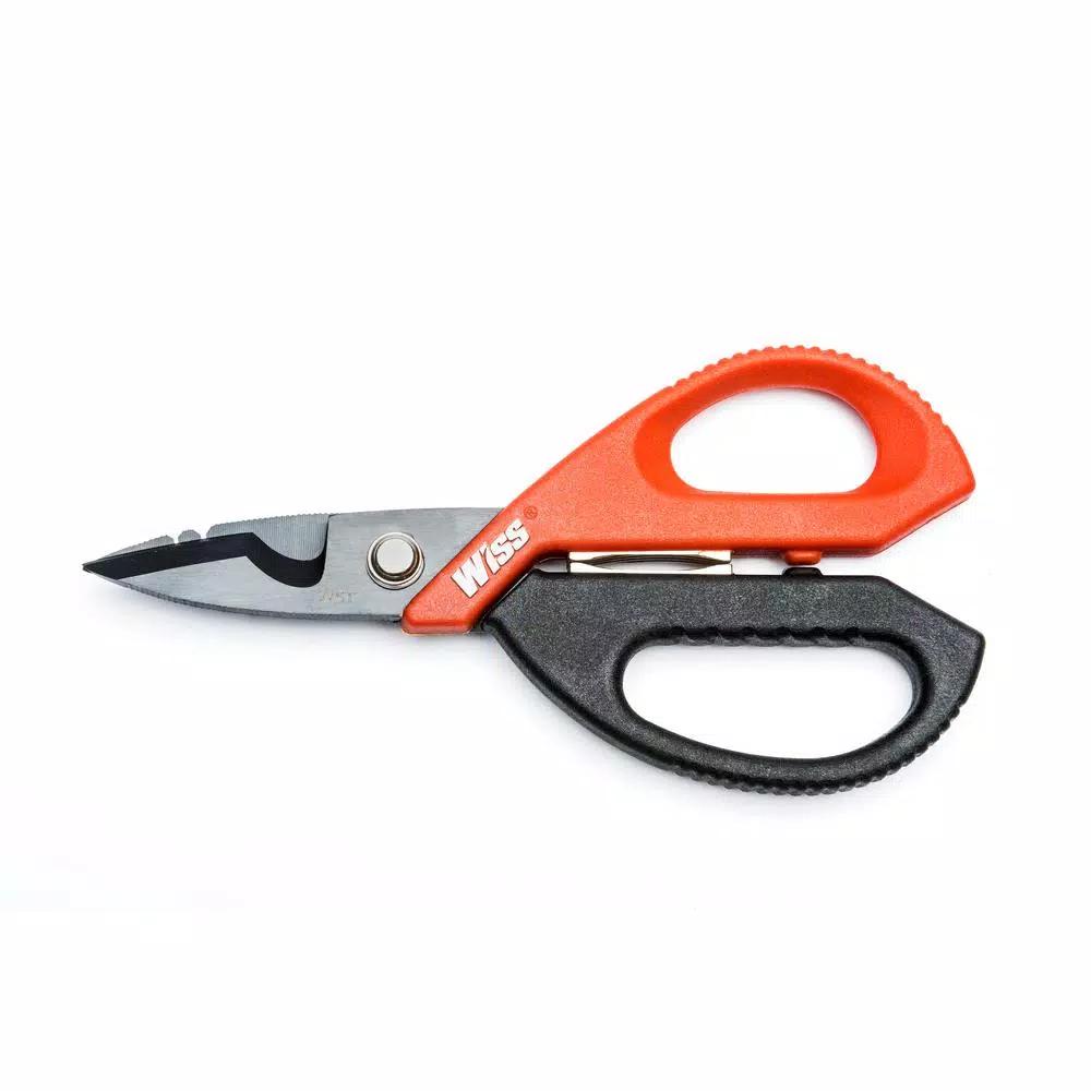 Wiss 6-3/8 in. Titanium Coated Electrician and Data Cable Scissors with Wire Strippers