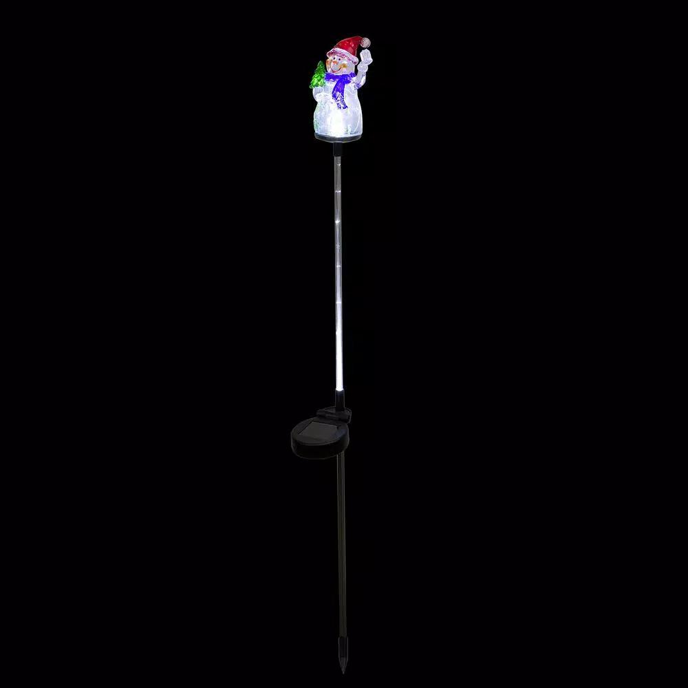 Alpine Corporation Solar Snowman Garden Stakes with Fiber Optic LED Lights, Set of 2