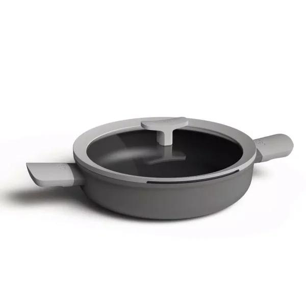 BergHOFF Leo 3.1 qt. Aluminum Nonstick Saute Pan with Glass Lid, Grey