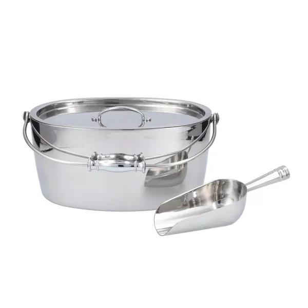 Fortessa Crafthouse by Fortessa Stainless Steel Oval Ice Bucket Set with Scoop and Lid