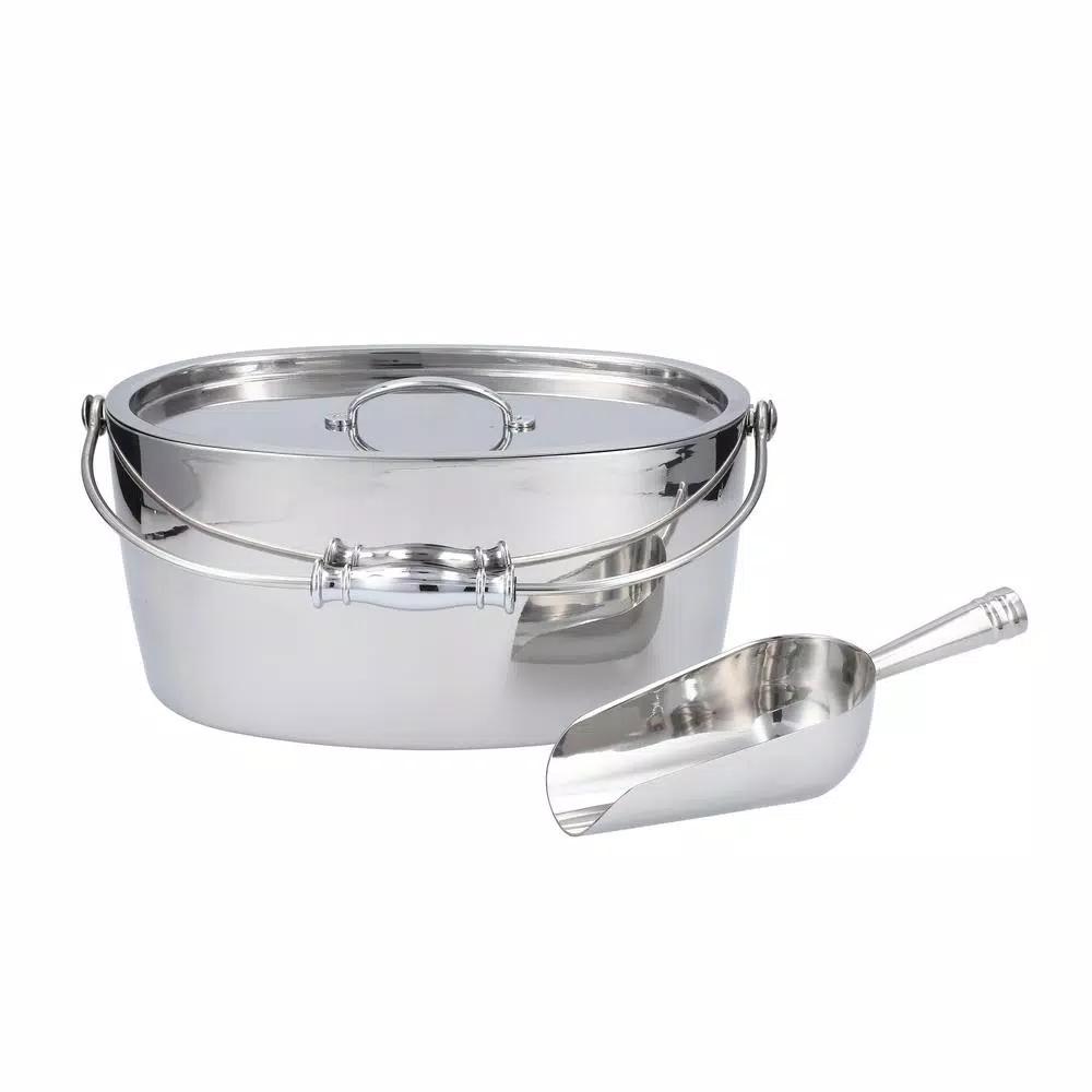 Fortessa Crafthouse by Fortessa Stainless Steel Oval Ice Bucket Set with Scoop and Lid