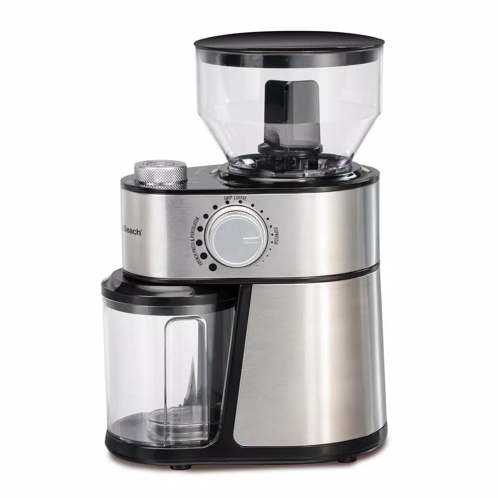Hamilton Beach 16 oz Stainless Steel Burr Coffee Grinder with 18 Grind Settings