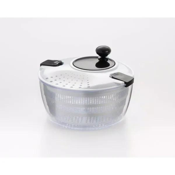 Cook Pro 4.5 Qt. Salad Spinner with High-Speed Crank Handle and Clip Lock Straining Lid, White