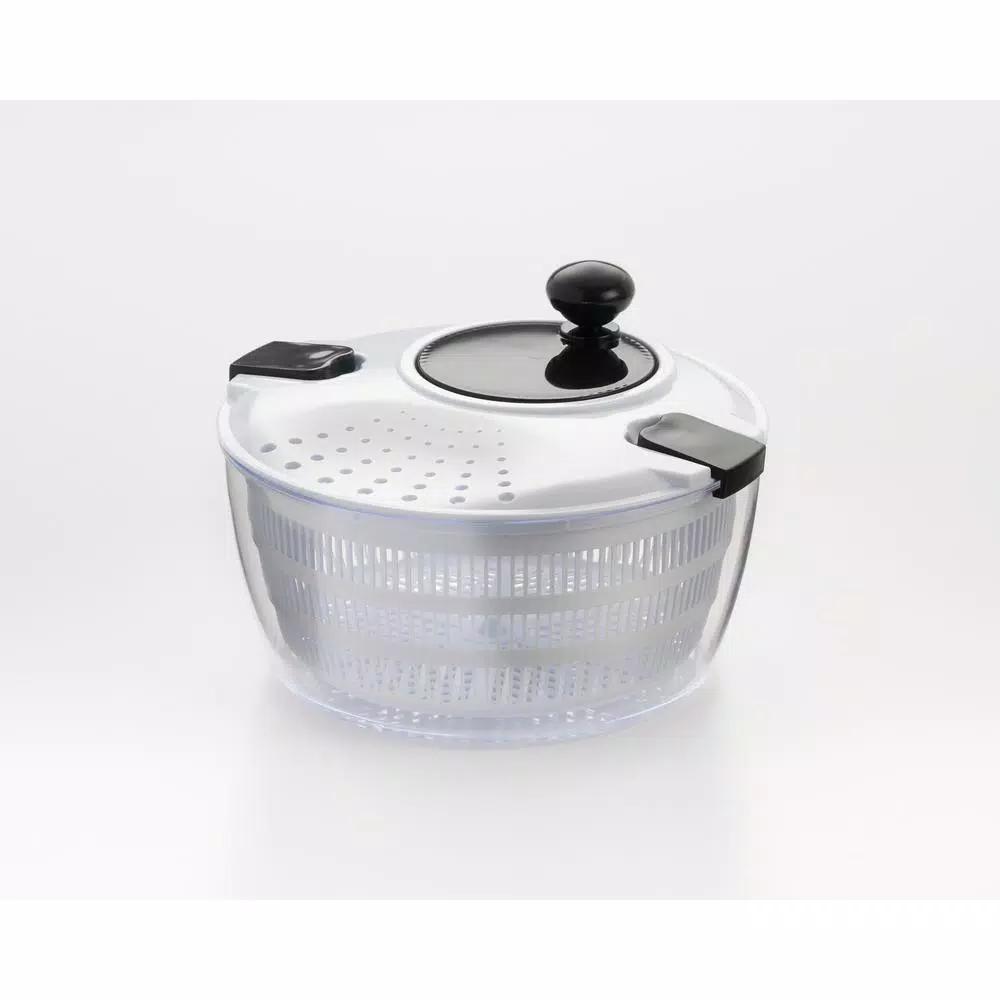 Cook Pro 4.5 Qt. Salad Spinner with High-Speed Crank Handle and Clip Lock Straining Lid, White