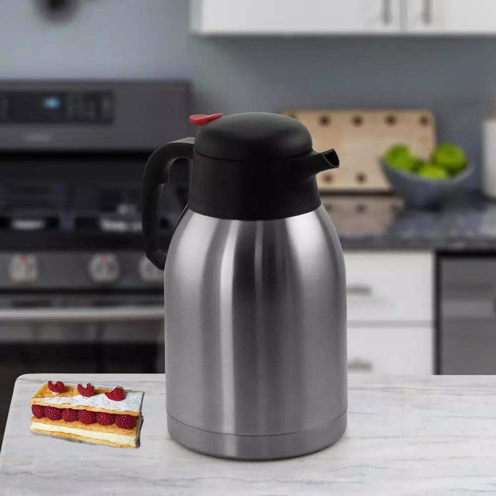 MegaChef 64 fl. oz. Stainless Steel Thermal Beverage Carafe with Insulated Locking Lid