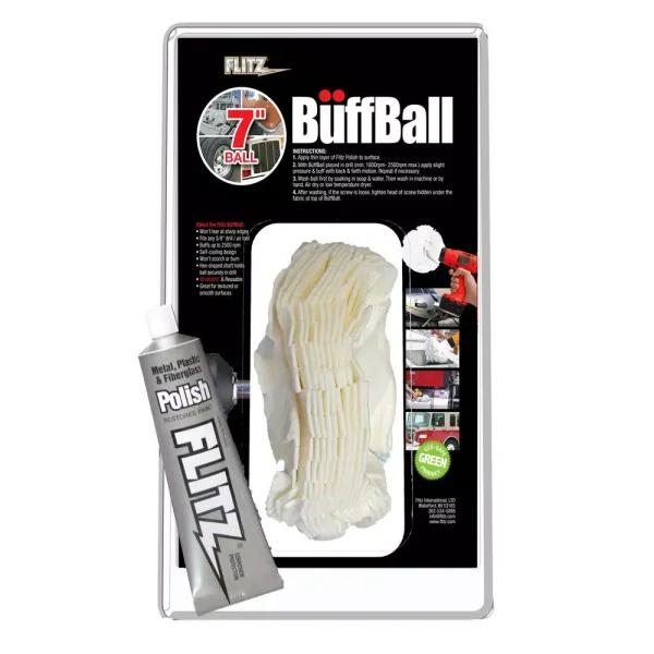 Flitz Original Buff-Ball 7 in. White Buffing Pad for 3/8 in. Drill or Air Tool