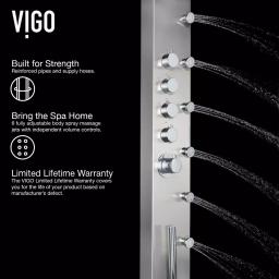 VIGO Brielle 70.5 in. Stainless Steel 6-Jet High Pressure Shower Panel System with Rainhead and Handheld thumbnail 6