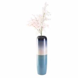 Uniquewise 31.5 in. Tricolor Hand Painted Ceramic Handmade Floor Vase - Black, Beige & Blue thumbnail 7