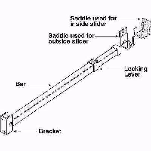 Prime-Line Adjustable Aluminum Sliding Patio Door Security Bar Lock, White, 28 in. to 48 in.