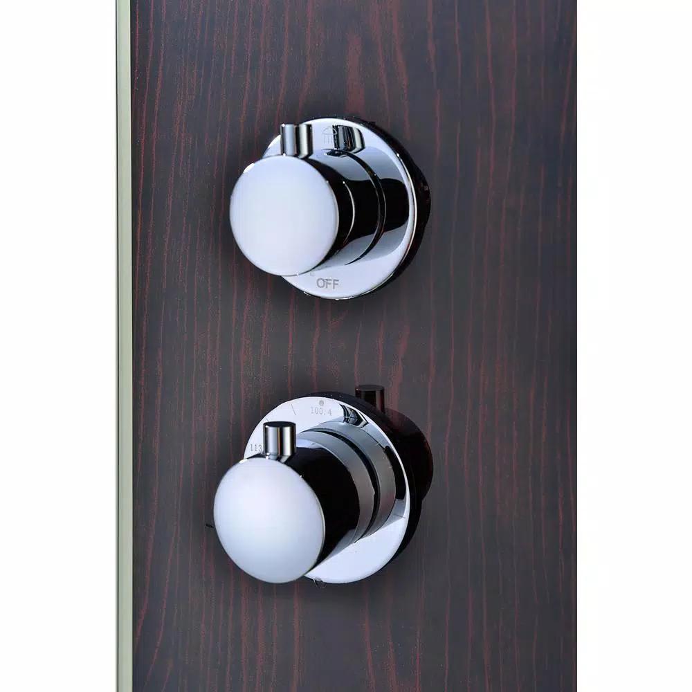 ANZZI Pure 59 in. 3-Jet Full Body Shower Panel System, Mahogany Deco-Glass with Heavy Rain Head & Handheld Sprayer