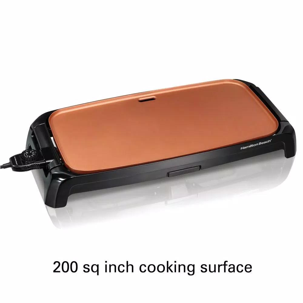 Hamilton Beach Reversible 200 sq. in. Durathon Ceramic Nonstick Electric Griddle, Black