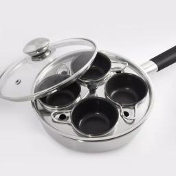 ExcelSteel 4-Cup 18/10 Stainless Steel Egg Poacher with Silicone Grip and Tempered Glass Lid thumbnail 2