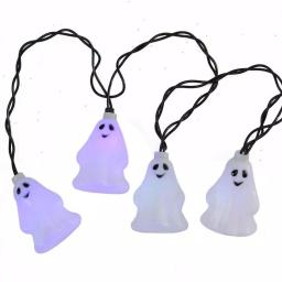 Northlight LED Color Changing Ghost Halloween String Lights, 10-Pack thumbnail 1