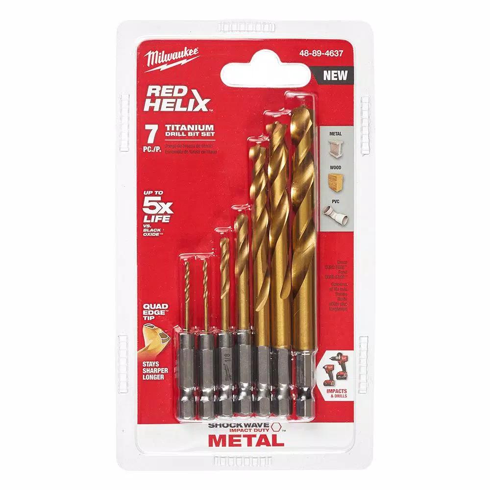 Milwaukee SHOCKWAVE Impact Duty Red Helix Titanium Drill Bit Set, 7-Piece