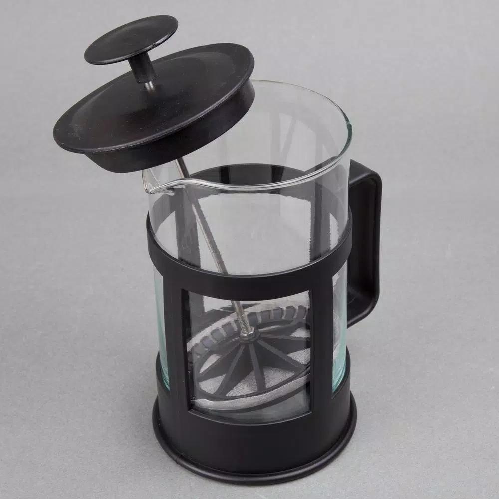 Creative Home 1000ml Glass French Press Coffee Maker and Tea Steeper, 4-Cup Stainless Steel Filter, Black