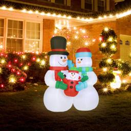 Luxen Home 8 ft. Snowman Family Inflatable Holiday Yard Decor with LED Lights thumbnail 9