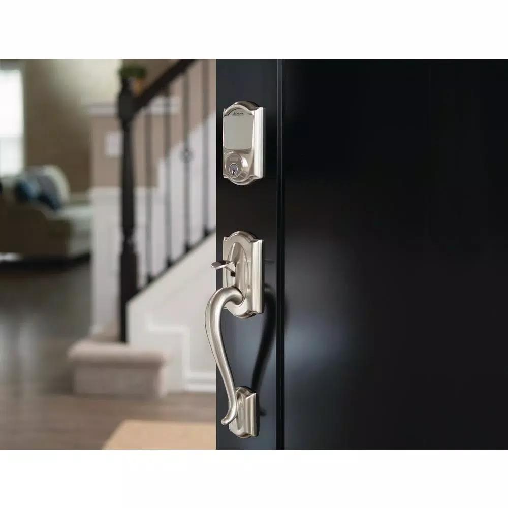 Schlage Sense Smart Deadbolt with Flair Lever Handleset, Satin Nickel
