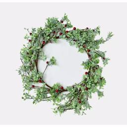 Worth Imports 18 in. Green Leaves and Red Berries Artificial Holiday Wreath thumbnail 1